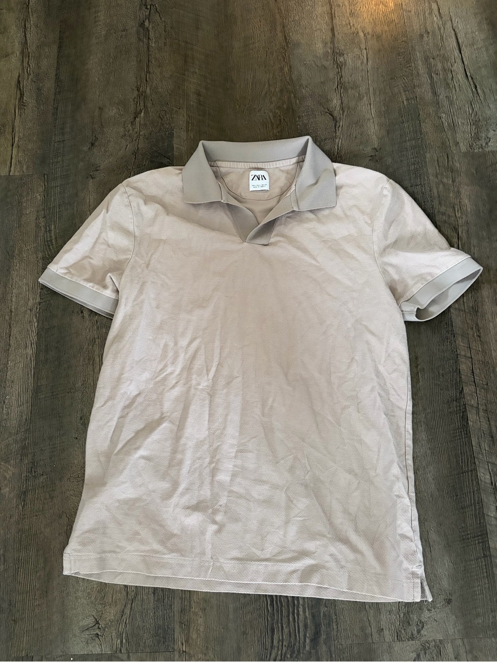Zara Men's Pale Beige Polo Shirt